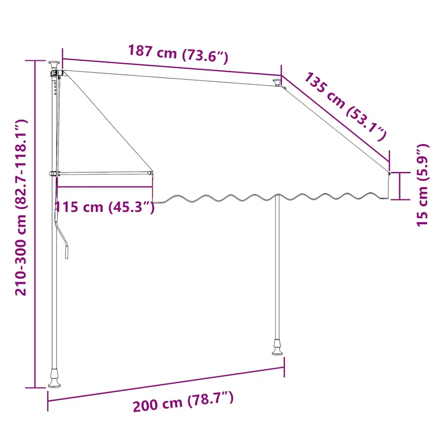 Auvent manuel rétractable 200 cm Orange et marron - 7
