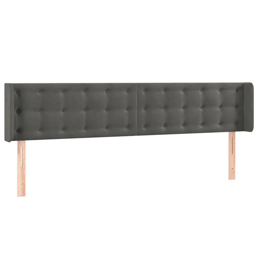 Tête de lit avec oreilles Gris foncé 183x16x78/88 cm Velours - 2