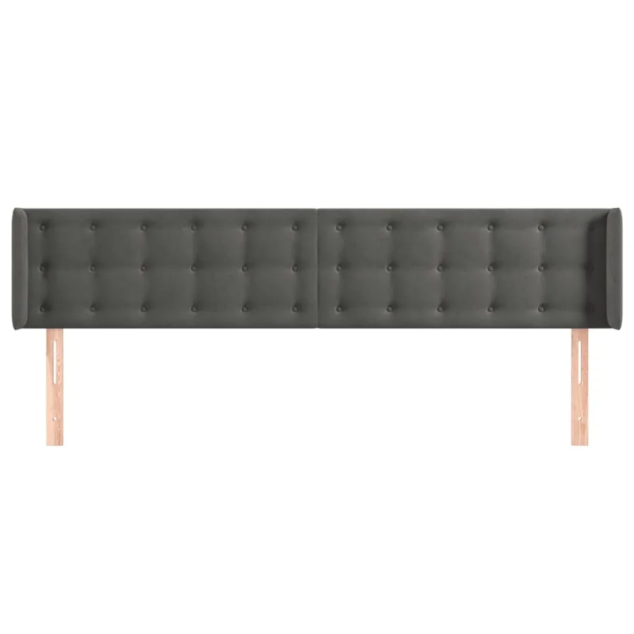 Tête de lit avec oreilles Gris foncé 183x16x78/88 cm Velours - 3