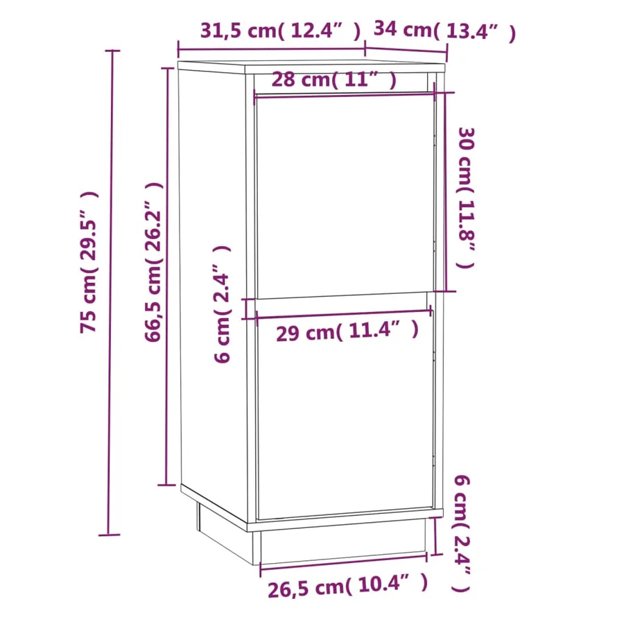 Buffets 2 pcs Gris 31,5x34x75 cm Bois massif de pin - 8