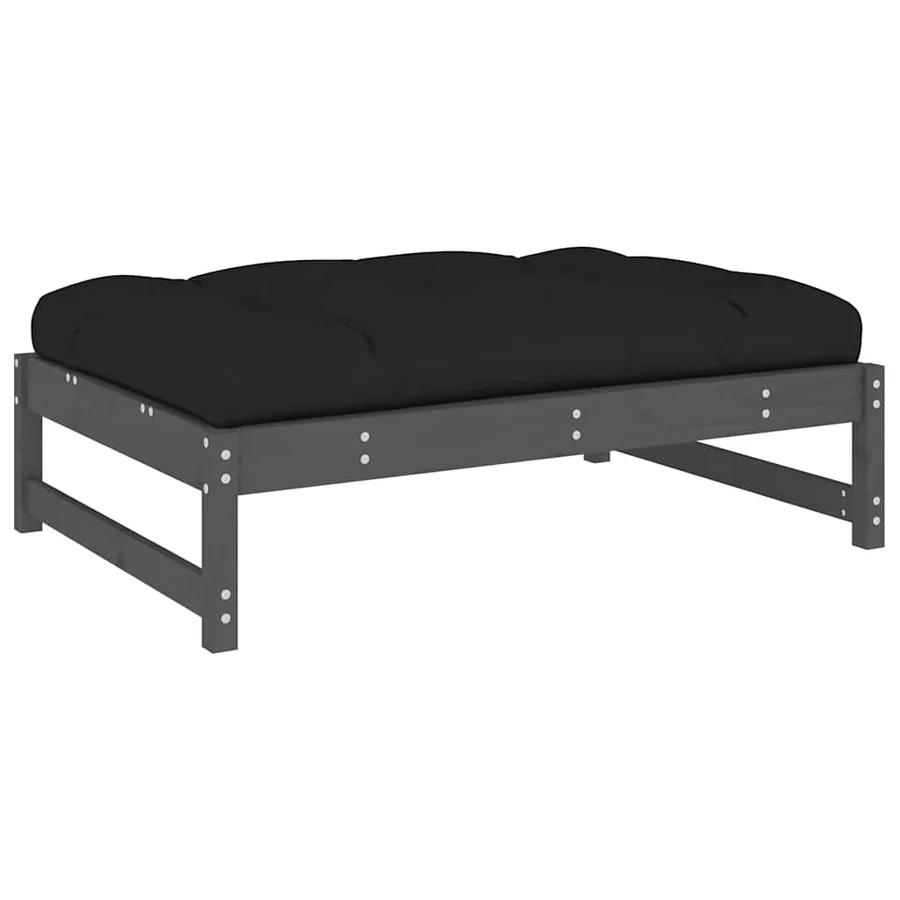 Repose-pied de jardin 120x80 cm gris bois de pin massif - 6