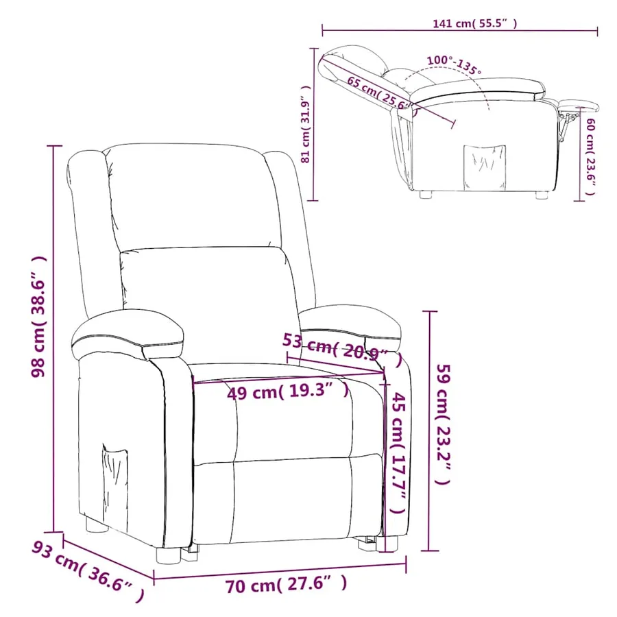 Fauteuil inclinable Crème Tissu - 9