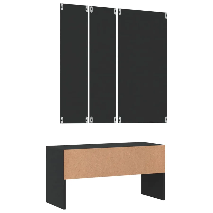 Ensemble de meubles de couloir noir bois d'ingénierie - 6