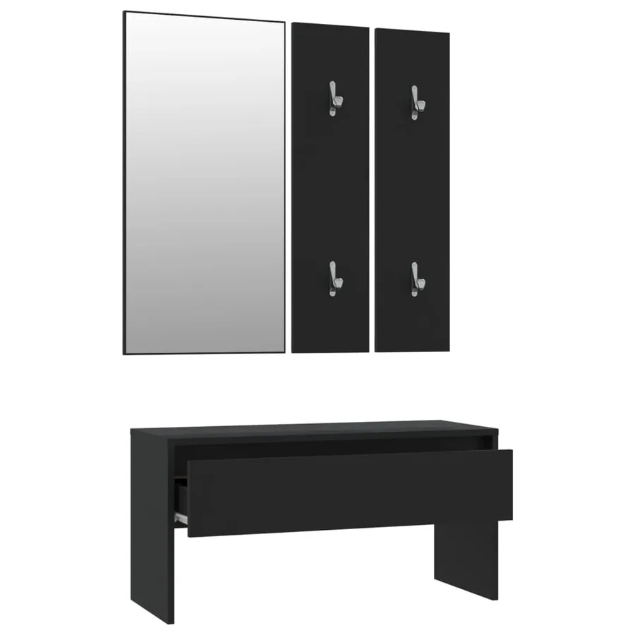 Ensemble de meubles de couloir noir bois d'ingénierie - 7