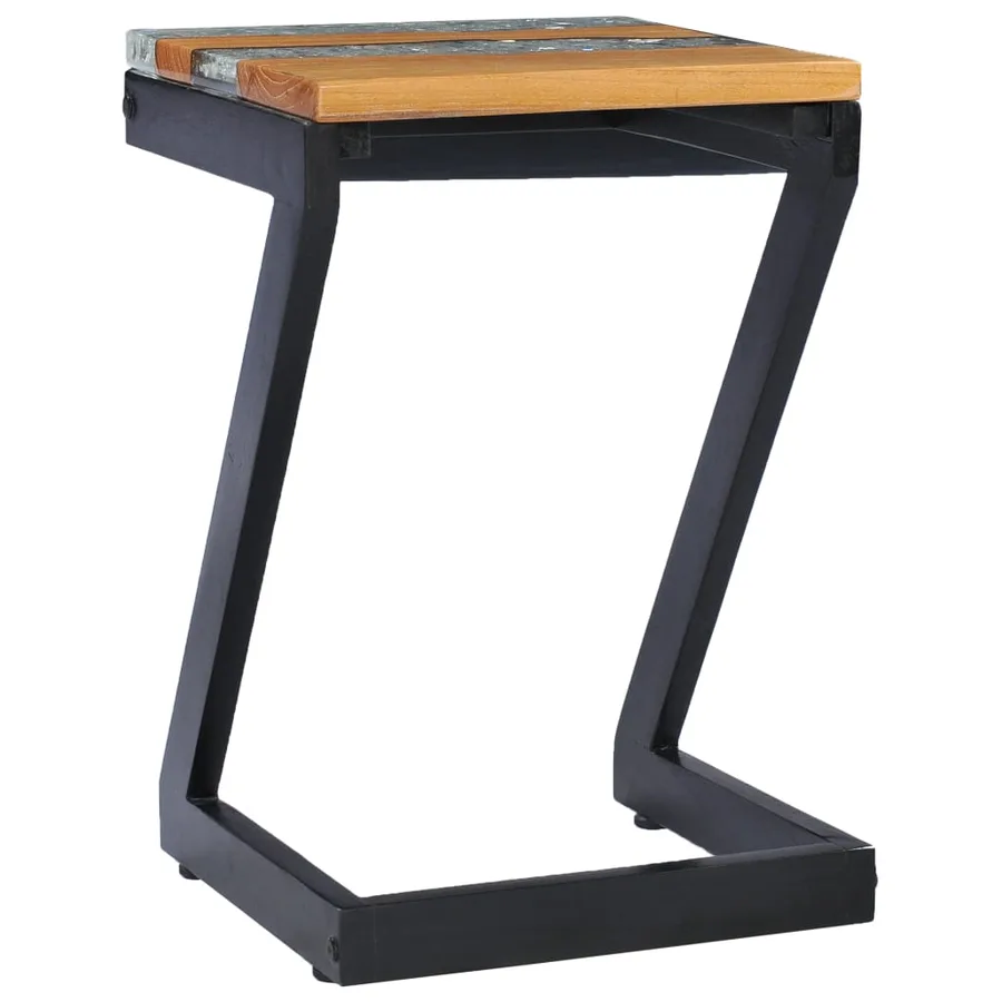 Table basse 30x30x50 cm Bois de teck massif et polyrésine - 5
