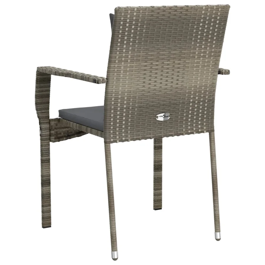 Chaises de jardin avec coussins lot de 2 Résine tressée Gris - 7