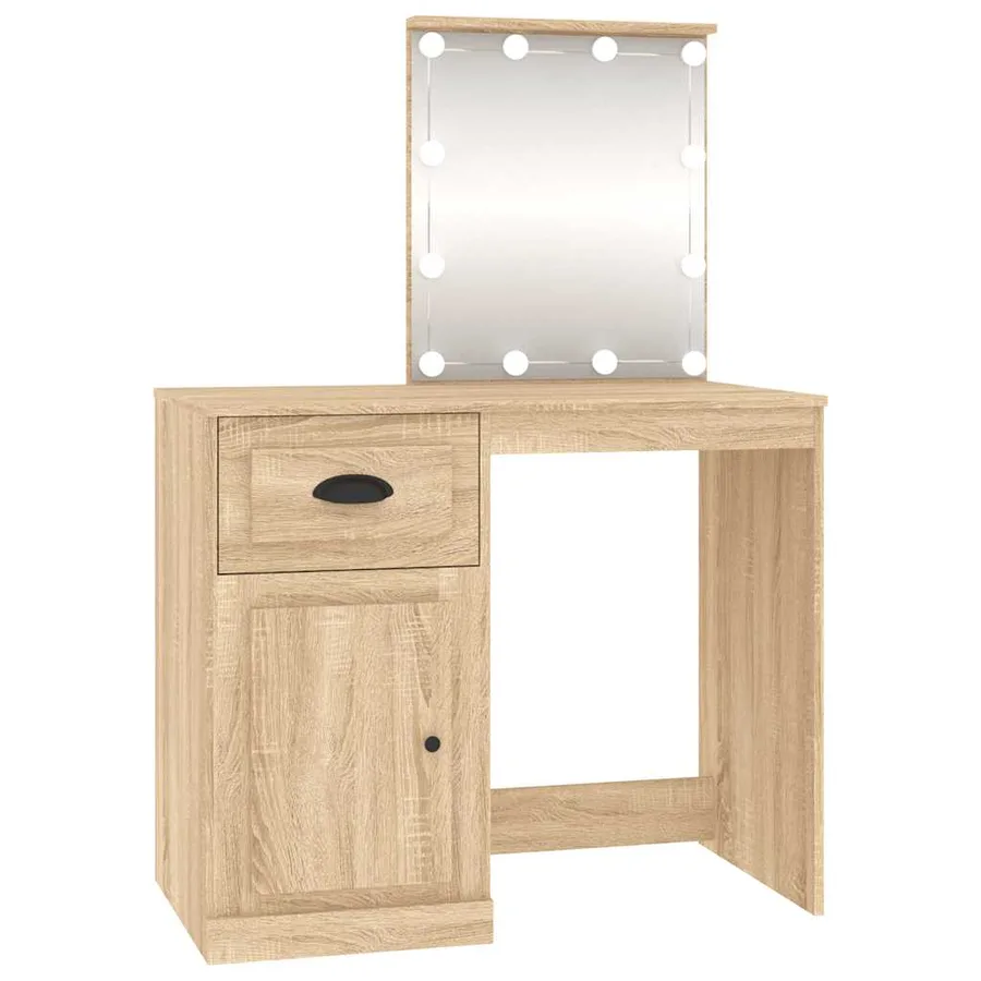 Coiffeuse avec LED chêne sonoma 90x50x132,5cm bois d'ingénierie - 2