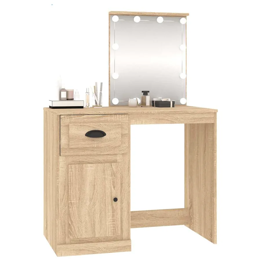 Coiffeuse avec LED chêne sonoma 90x50x132,5cm bois d'ingénierie - 4