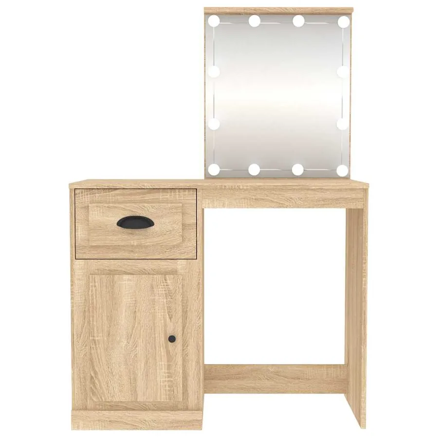 Coiffeuse avec LED chêne sonoma 90x50x132,5cm bois d'ingénierie - 6