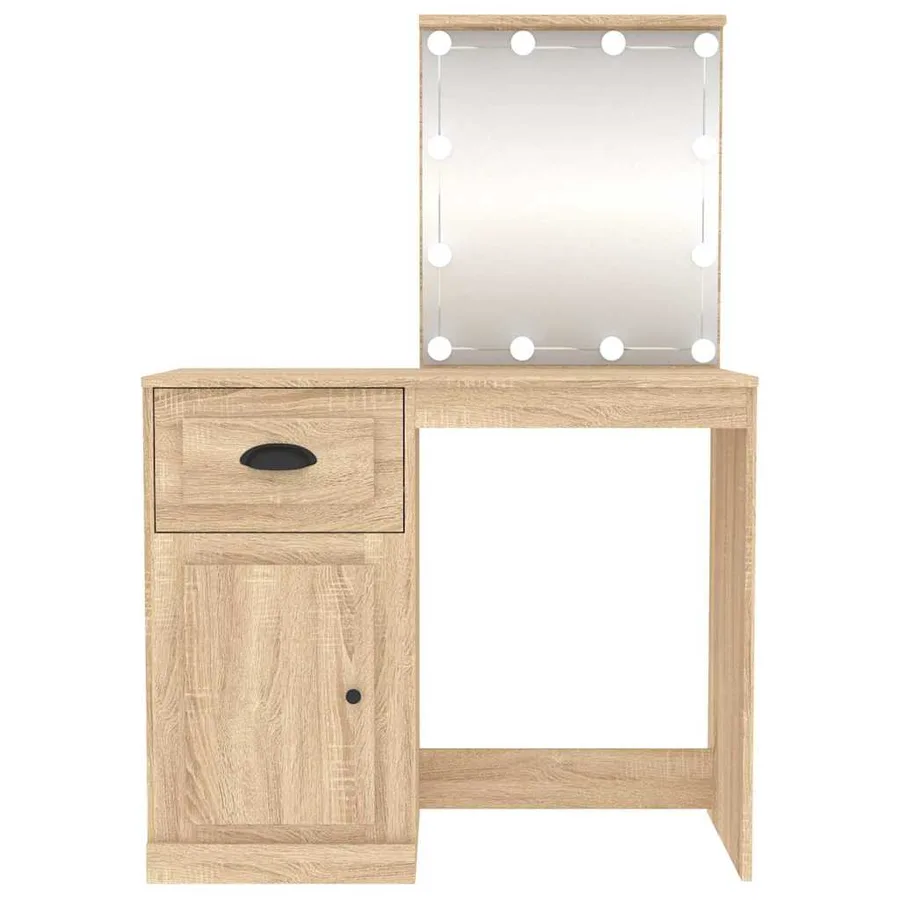 Coiffeuse avec LED chêne sonoma 90x50x132,5cm bois d'ingénierie - 9