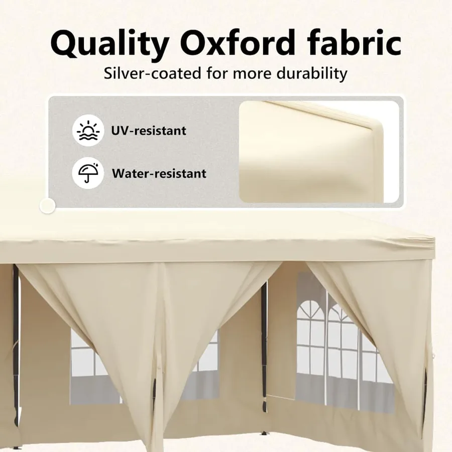 Tente de réception pliable avec parois Crème 3x6 m - 11