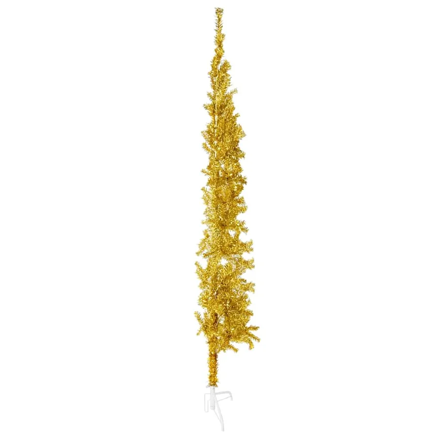 Demi sapin de Noël artificiel mince avec support Doré 240 cm - 4