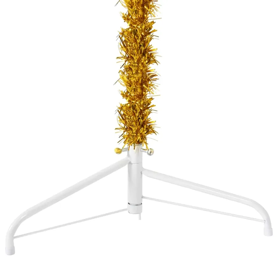 Demi sapin de Noël artificiel mince avec support Doré 240 cm - 7