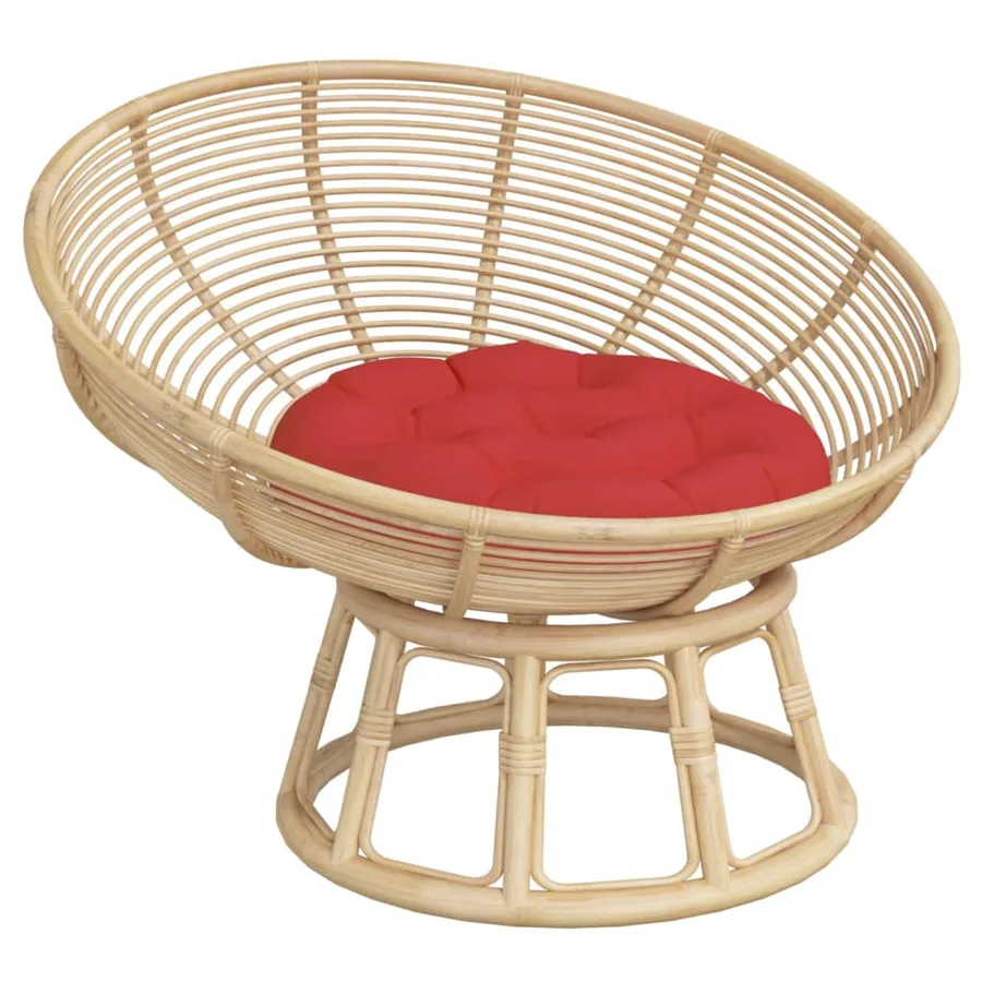Coussin rond rouge Ø 60 x11 cm tissu oxford - 3