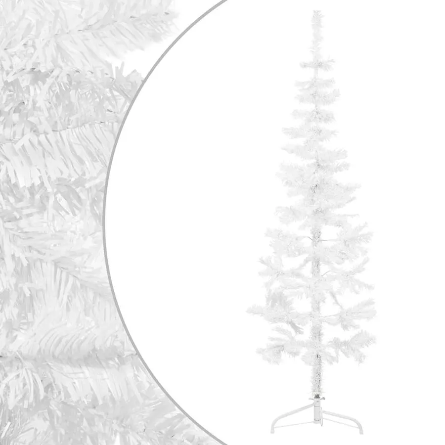 Demi sapin de Noël artificiel mince avec support Blanc 120 cm - 2