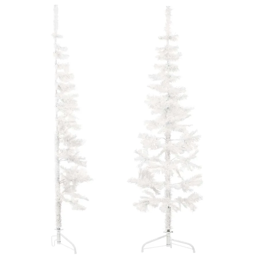 Demi sapin de Noël artificiel mince avec support Blanc 120 cm - 3