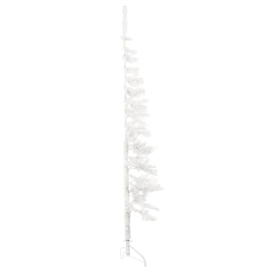 Demi sapin de Noël artificiel mince avec support Blanc 120 cm - 4
