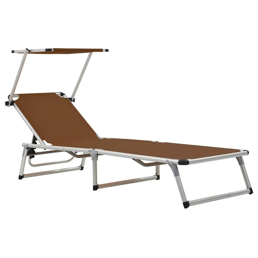 Chaises longues pliables et toit lot de 2 Aluminium textilène - 2