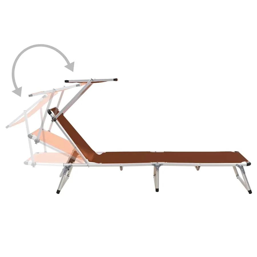 Chaises longues pliables et toit lot de 2 Aluminium textilène - 5