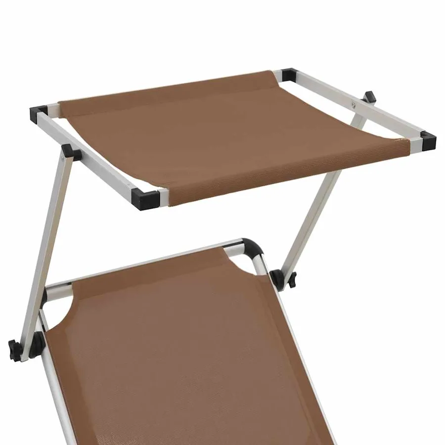 Chaises longues pliables et toit lot de 2 Aluminium textilène - 7