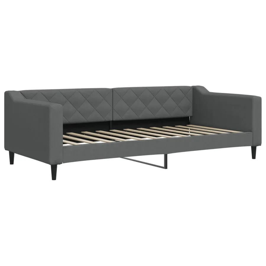 Lit de jour avec matelas gris foncé 90x200 cm tissu - 3
