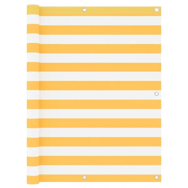 Écran de balcon Blanc et jaune 120x400 cm Tissu Oxford