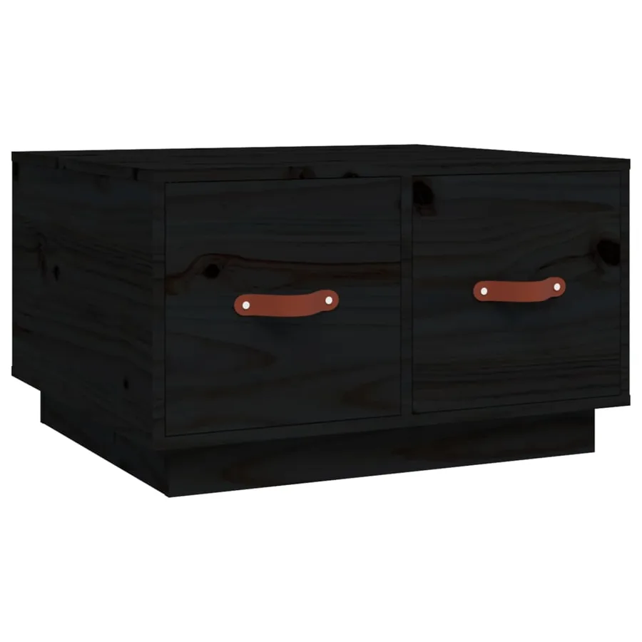 Table basse Noir 60x53x35 cm Bois massif de pin - 2