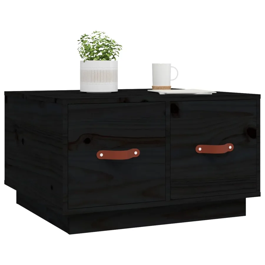 Table basse Noir 60x53x35 cm Bois massif de pin - 4