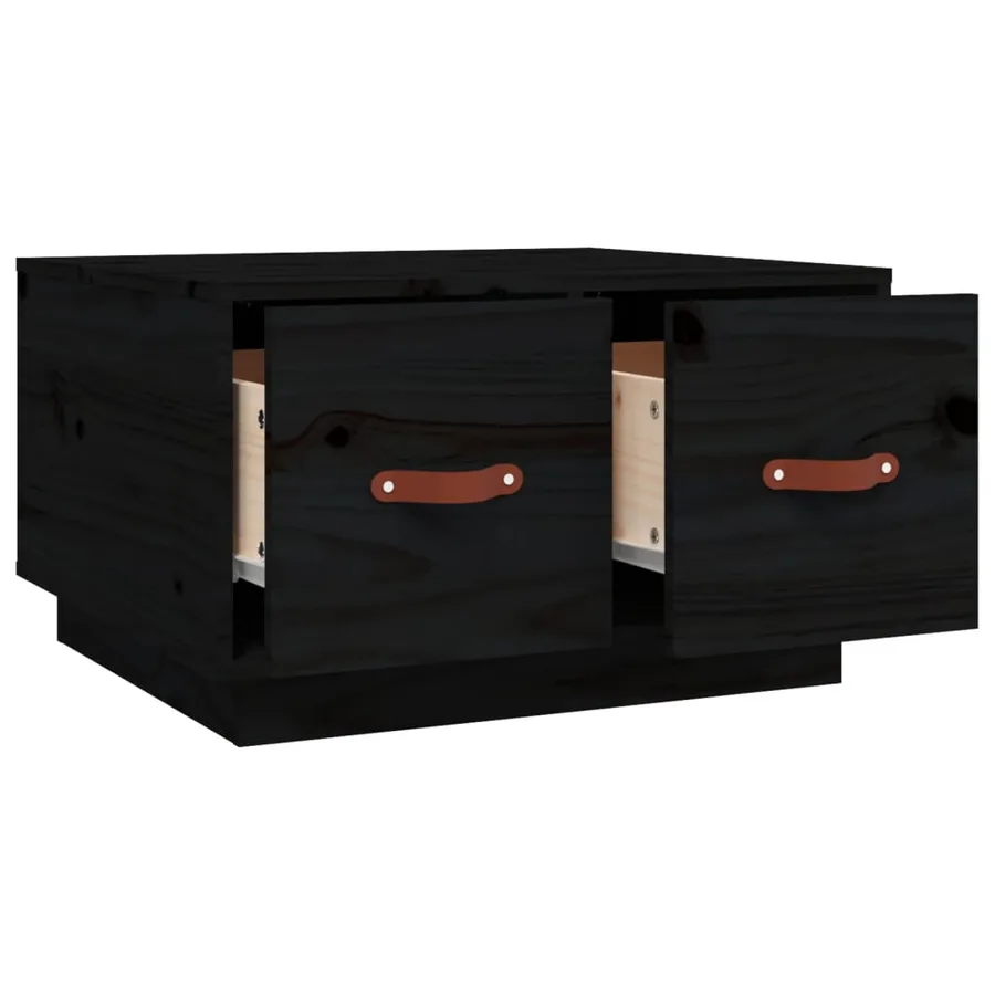 Table basse Noir 60x53x35 cm Bois massif de pin - 7