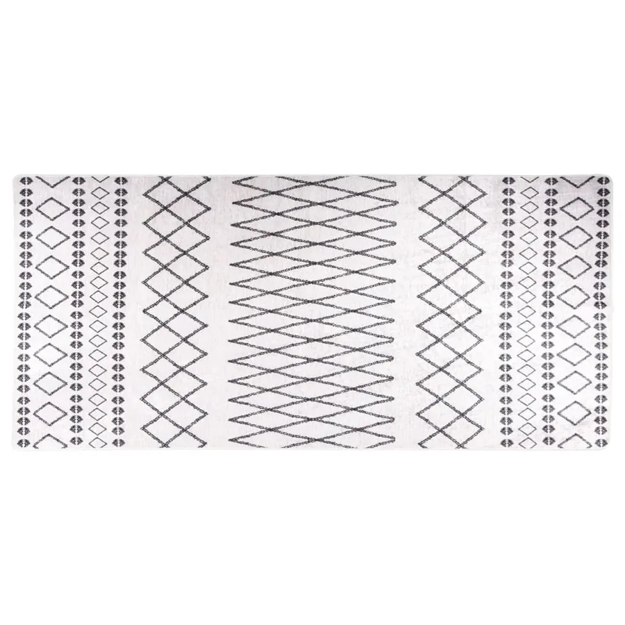 Tapis lavable 80x300 cm Noir et blanc