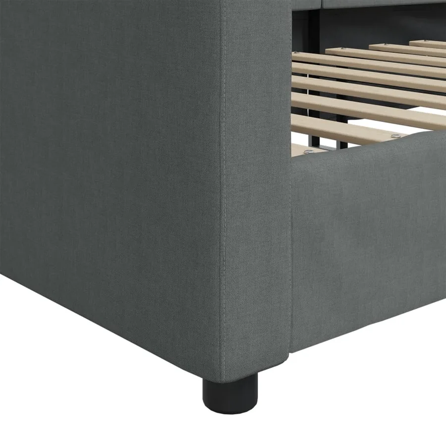 Lit de repos sans matelas gris foncé 90x200 cm tissu - 6
