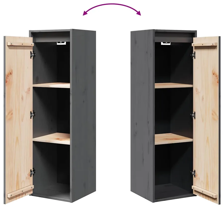 Armoires murales 2 pcs Gris 30x30x100 cm Bois de pin massif - 10