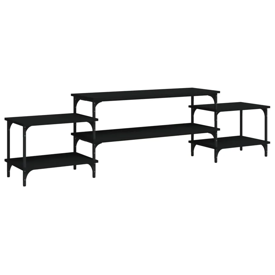 Meuble TV noir 197x35x52 cm bois d'ingénierie - 2