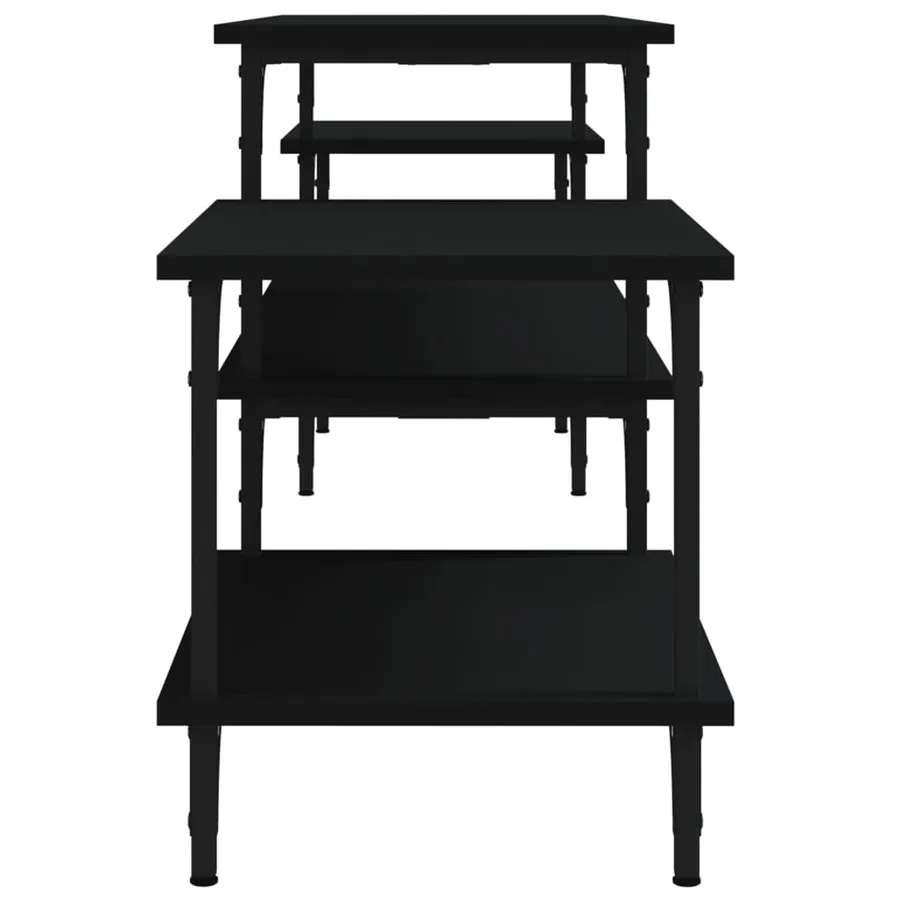 Meuble TV noir 197x35x52 cm bois d'ingénierie - 6