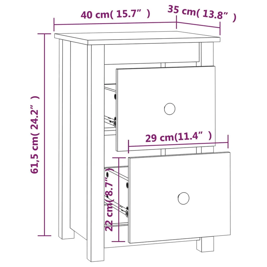 Tables de chevet 2 pcs Marron miel 40x35x61,5 cm Pin solide - 11