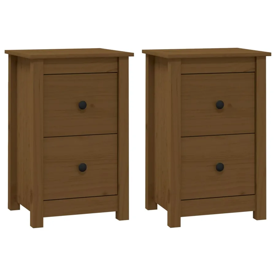 Tables de chevet 2 pcs Marron miel 40x35x61,5 cm Pin solide - 2