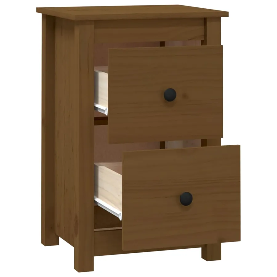 Tables de chevet 2 pcs Marron miel 40x35x61,5 cm Pin solide - 4