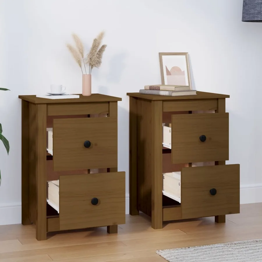 Tables de chevet 2 pcs Marron miel 40x35x61,5 cm Pin solide - 7