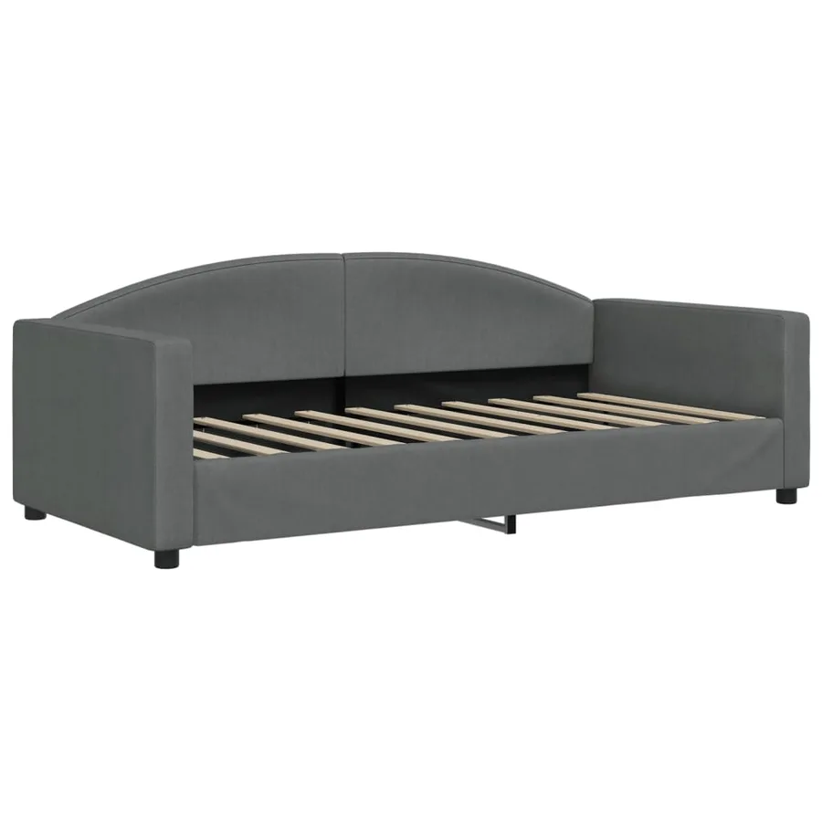 Lit de jour avec gigogne et matelas gris foncé 90x190 cm tissu - 4