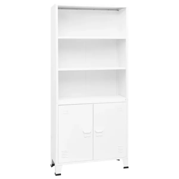 Bibliothèque industrielle Blanc 80x32x180 cm Acier
