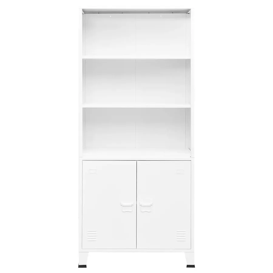 Bibliothèque industrielle Blanc 80x32x180 cm Acier - 2