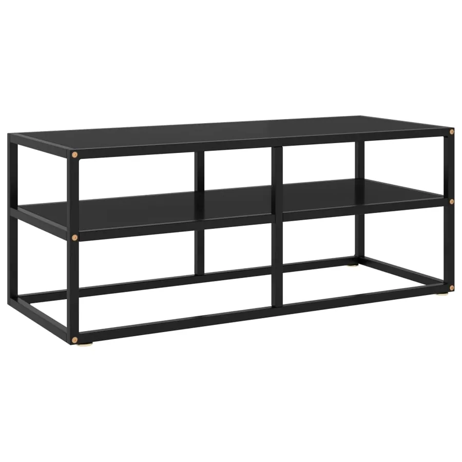 Meuble TV noir avec verre noir 100x40x40 cm