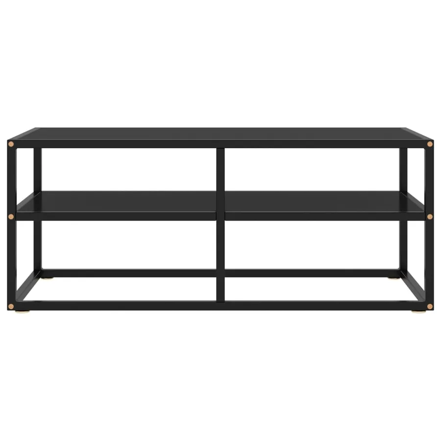 Meuble TV noir avec verre noir 100x40x40 cm - 2