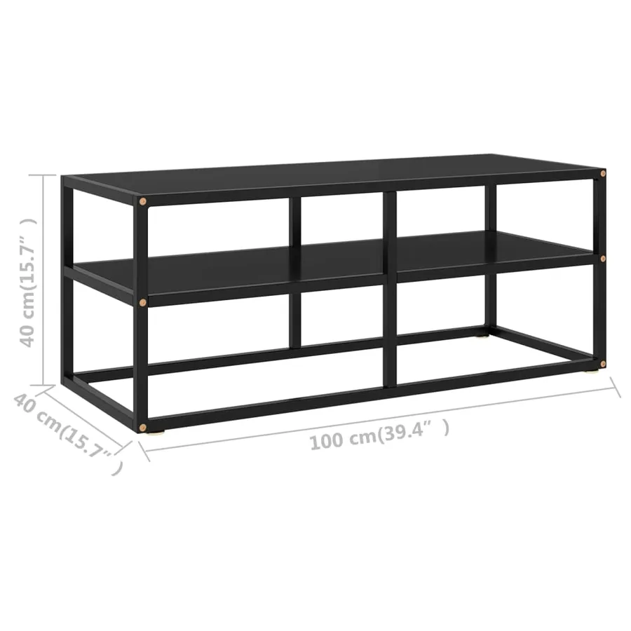 Meuble TV noir avec verre noir 100x40x40 cm - 6