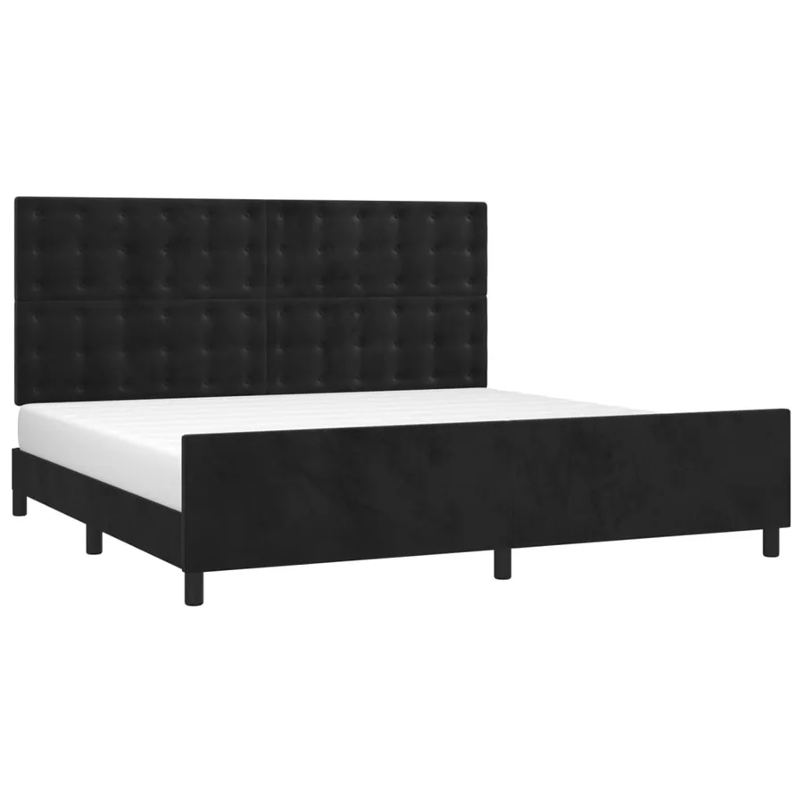 Cadre de lit sans matelas noir 200x200 cm velours - 3