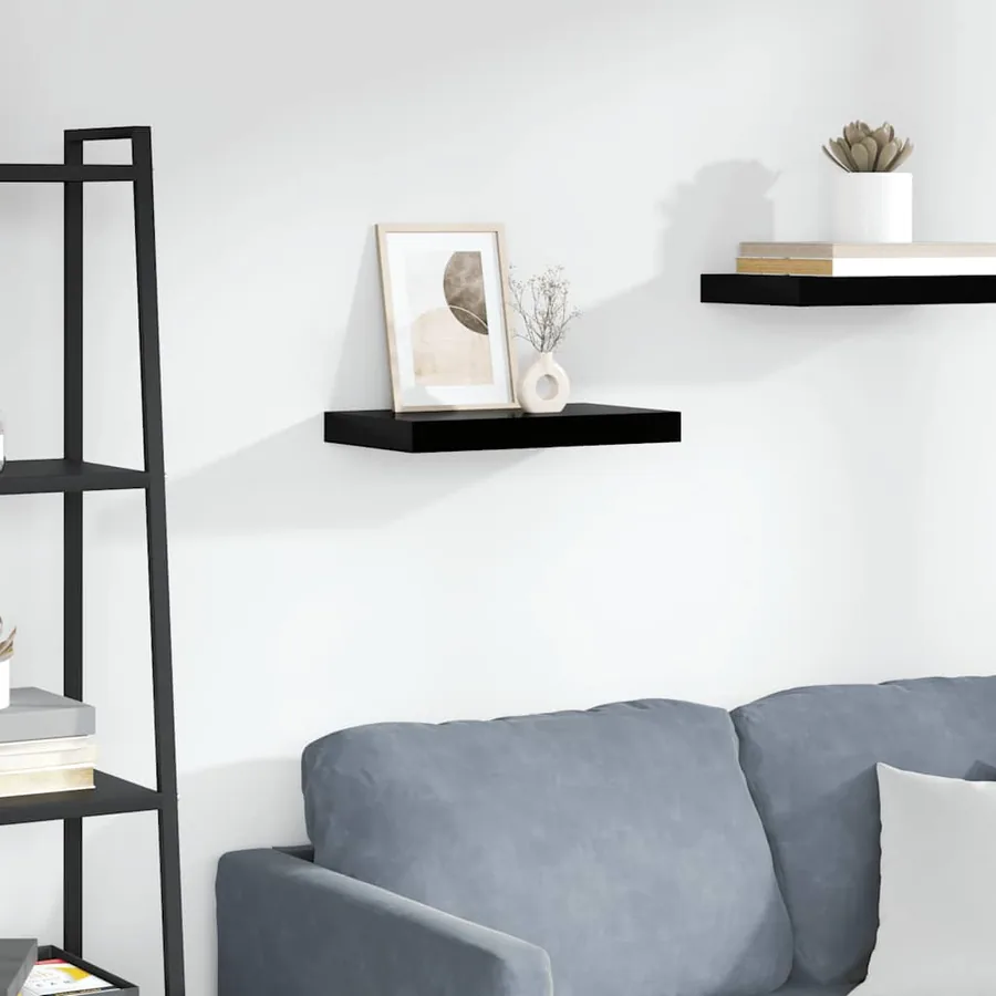 Étagère murale flottante Noir brillant 40x23,5x3,8 cm MDF
