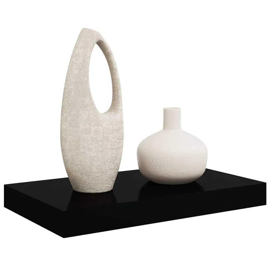Étagère murale flottante Noir brillant 40x23,5x3,8 cm MDF - 5