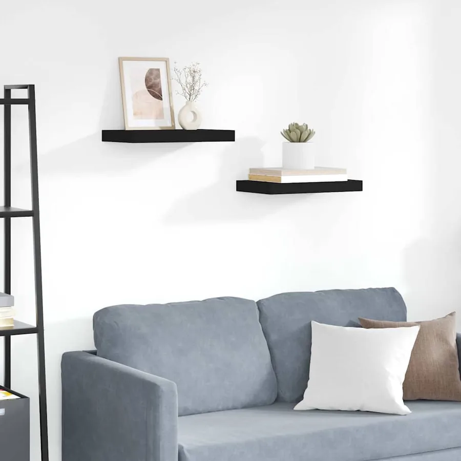 Étagères murales flottantes 2 pcs noir 40x23,5x3,8 cm MDF