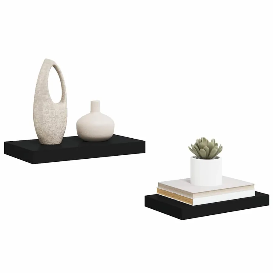 Étagères murales flottantes 2 pcs noir 40x23,5x3,8 cm MDF - 5