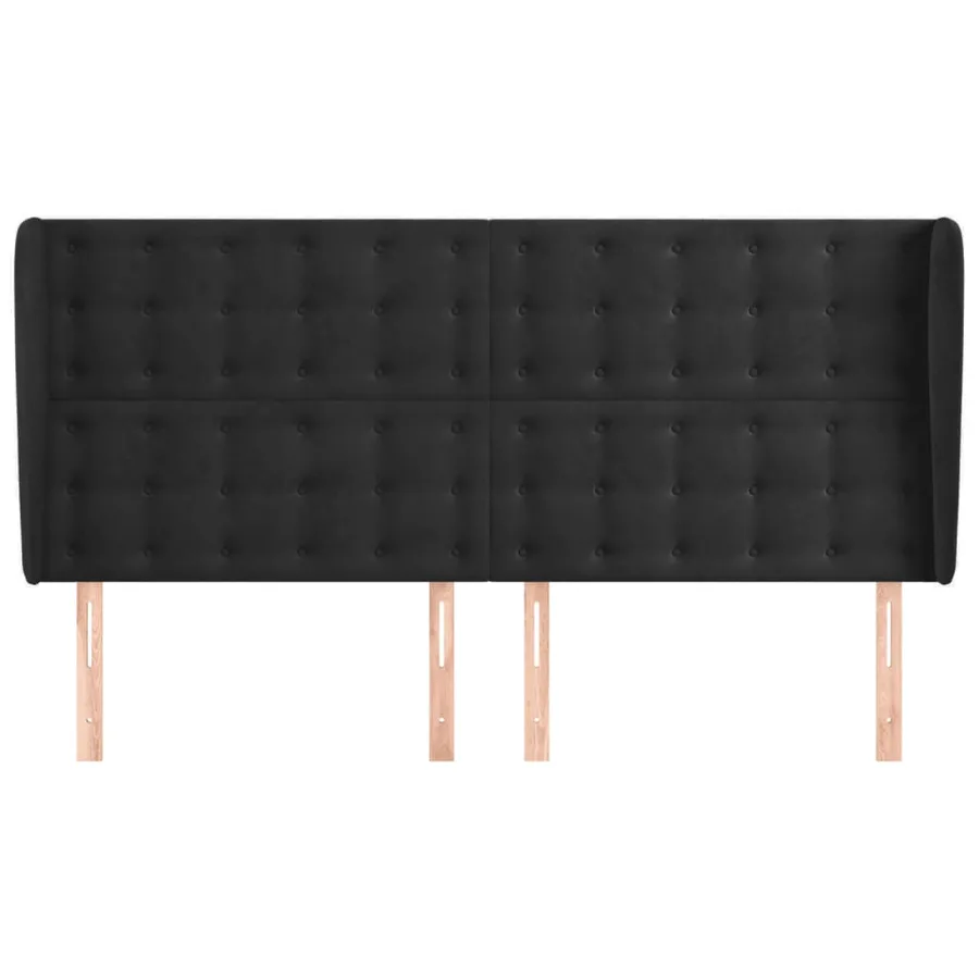 Tête de lit avec oreilles Noir 203x23x118/128 cm Velours - 3